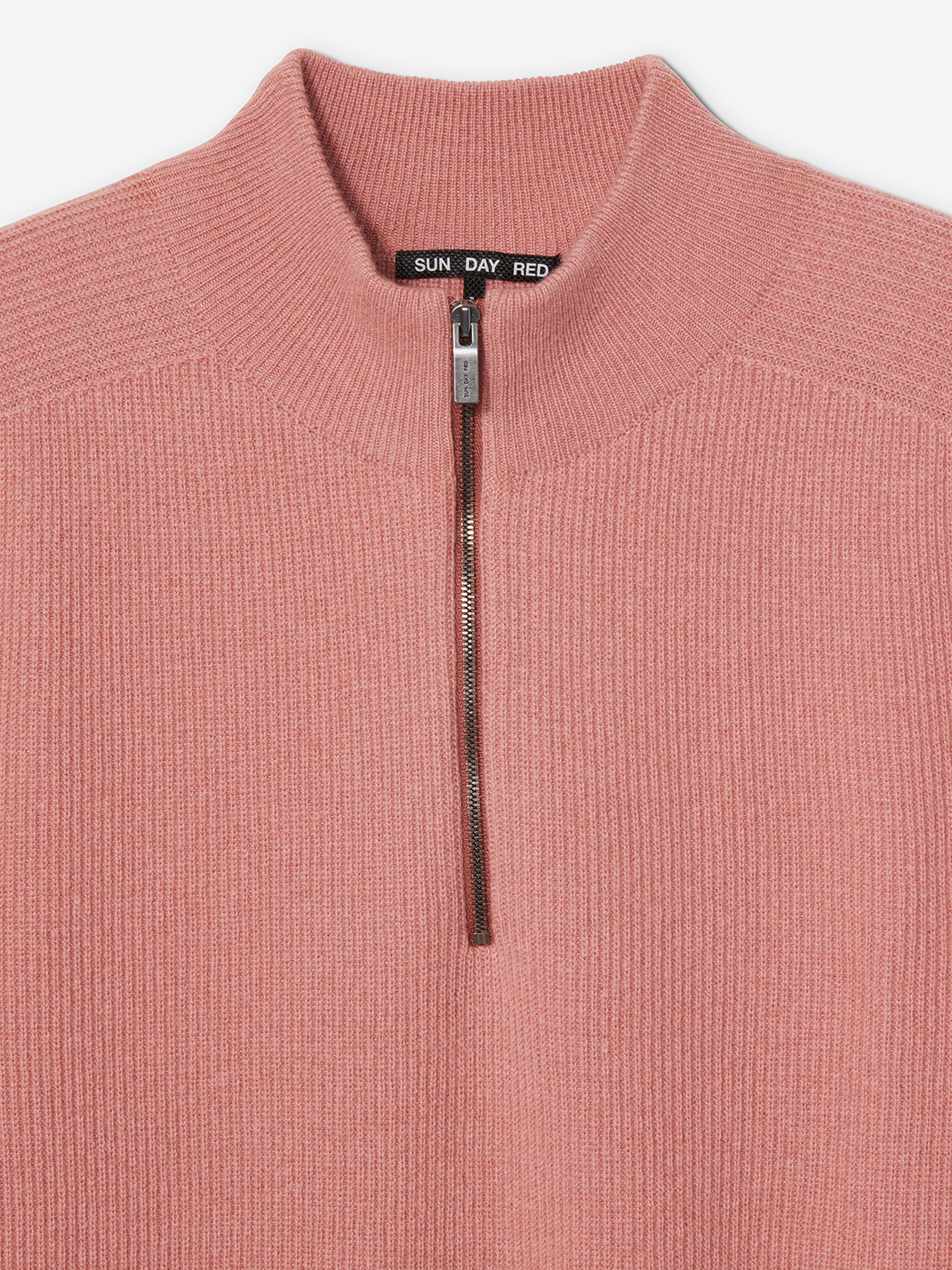 Sun Day Red 3D Knit Cashmere Quarter Zip Roze | BE8162934