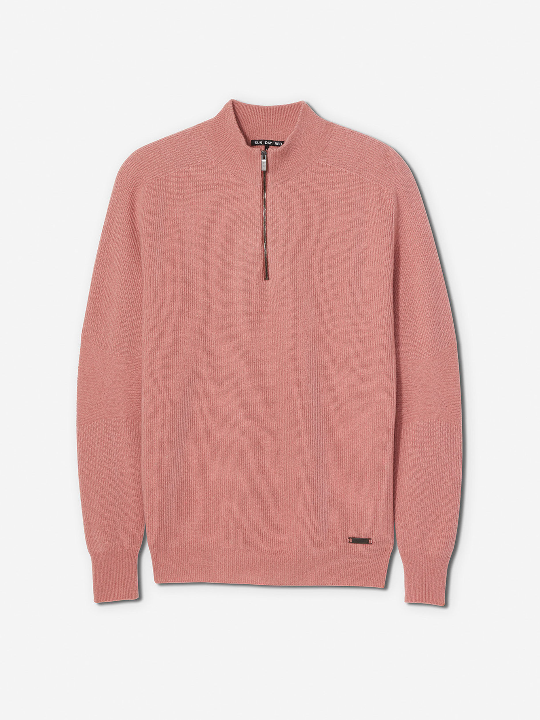 Sun Day Red 3D Knit Cashmere Quarter Zip Roze | BE8162934