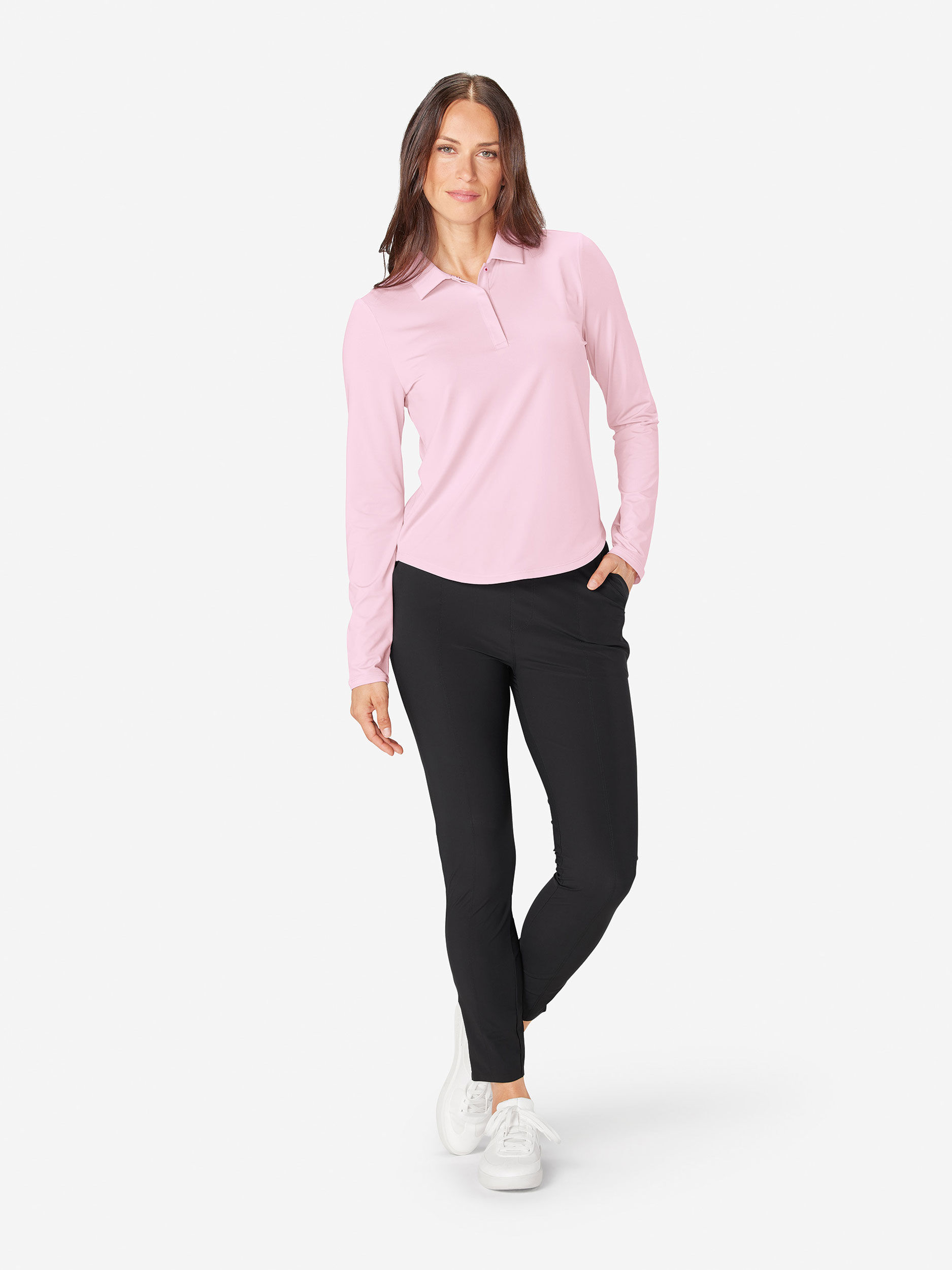 Sun Day Red Long Sleeve Performance Victoria Polo Roze | YD3967514